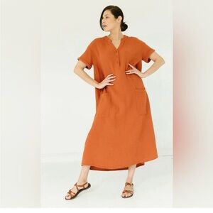 Oversized crinkle cotton caftan dress